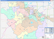 Fort Bend County Wall Map Color Cast Style